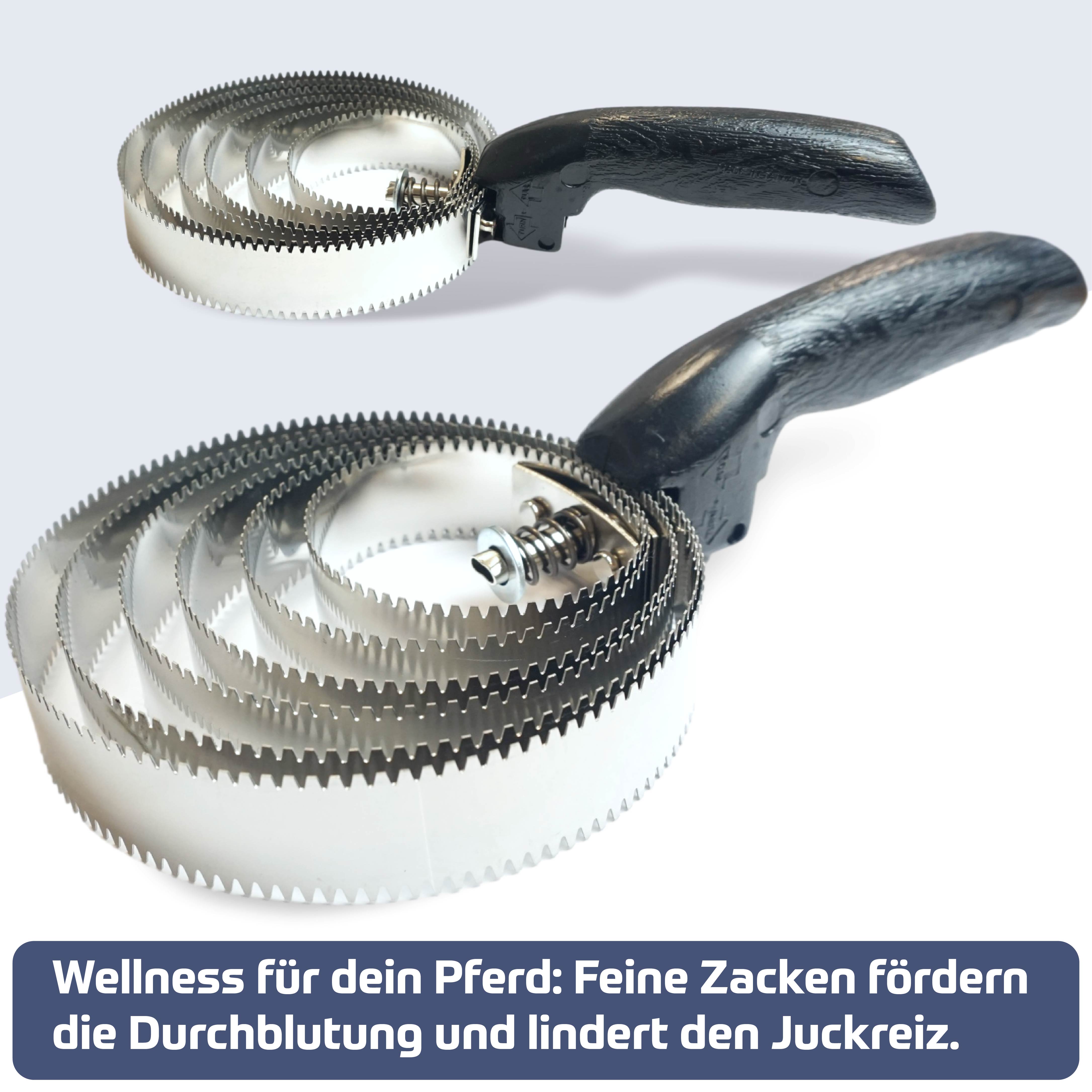 Federstriegel mit Griff, 6 lagiger Metallstriegel